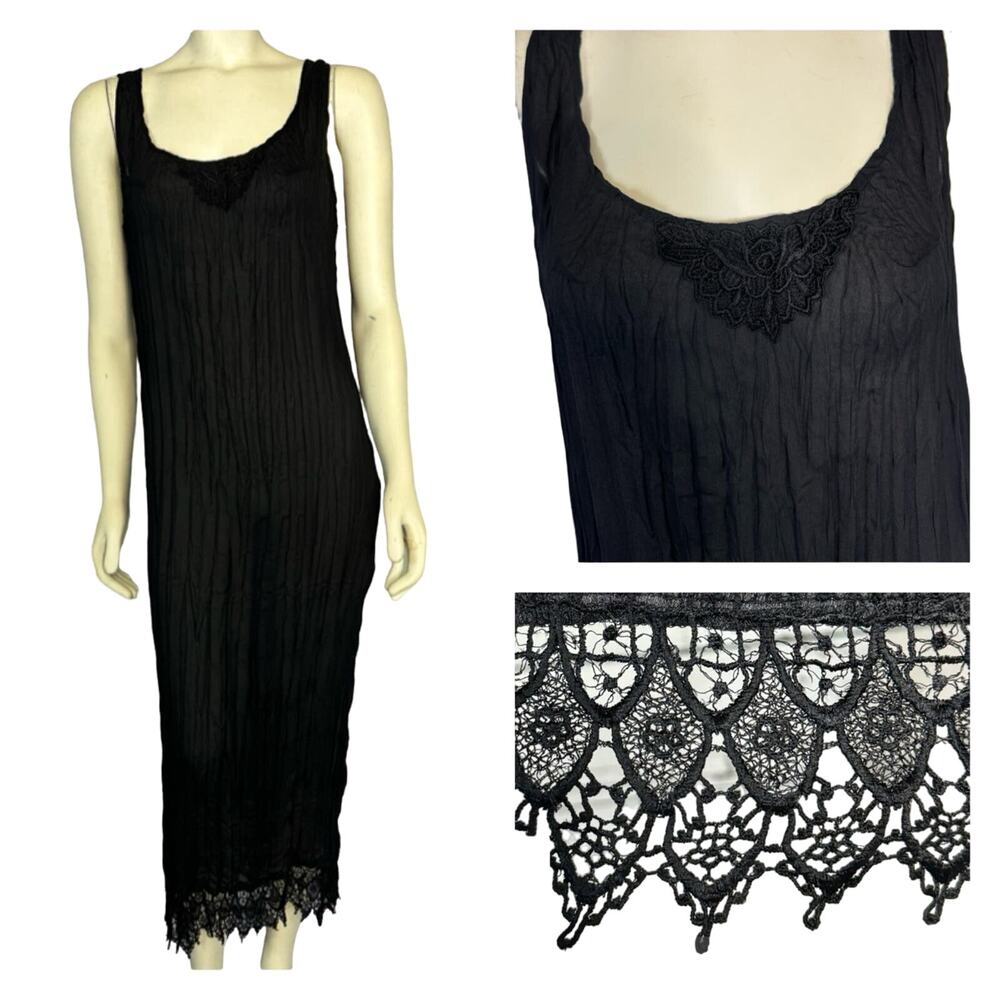 Vintage G.S. TOWSON & CO black with lace sleevless dress size medium